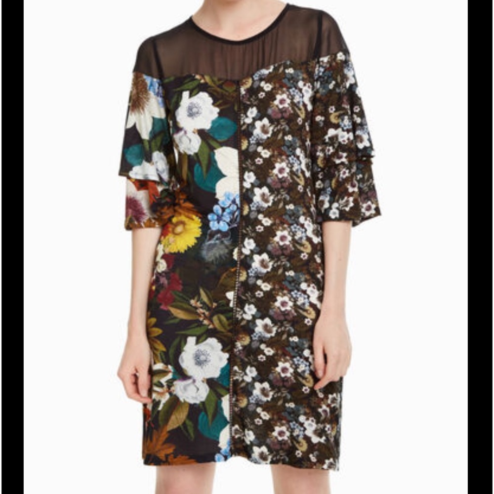 NWT Desigual Vest Morgana Autumn Floral Dress Sz M Retail $130